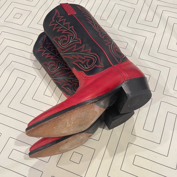 Dan Post Red and Black Cowgirl Boots - Picture 8 of 10
